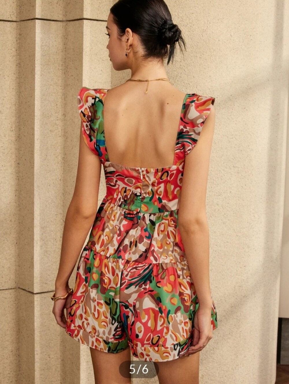 Colorful Ruffle Short Jumpsuit - Picture 3 of 5